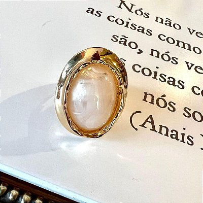 Anel Oval Pérolado Dourado