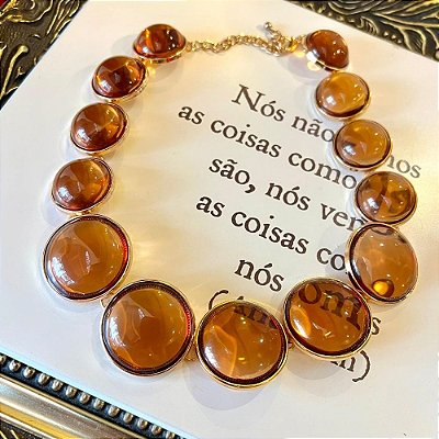 Colar Círculos Âmbar Dourado