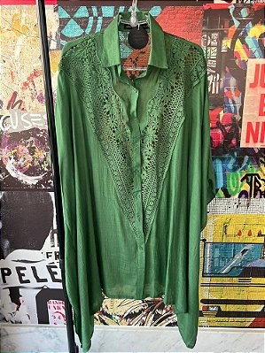 Camisa Saída Praia Renda V Verde