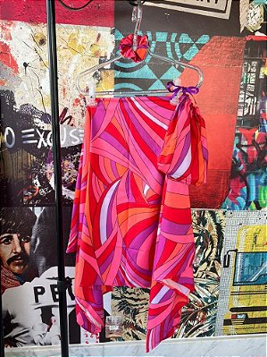 Kit Canga Estampado Laranja Vermelho