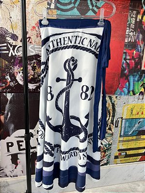 Pareô Âncora Azul Marinho