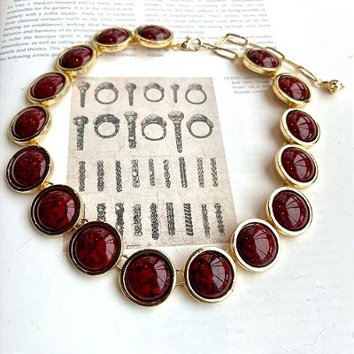 Colar Riviera Circle Vermelho Rajado
