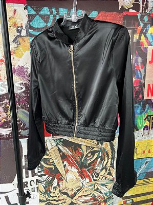 Conjunto Jaqueta Calça Acetinado Preto