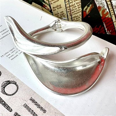 Bracelete Folhas Prateado Fosco