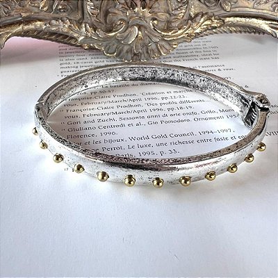 Bracelete Slim Bolinhas Prateado Oxidado