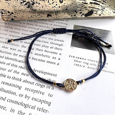 Pulseira Fio Medalha Azul Marinho