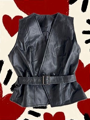 Colete Cinto PU Preto