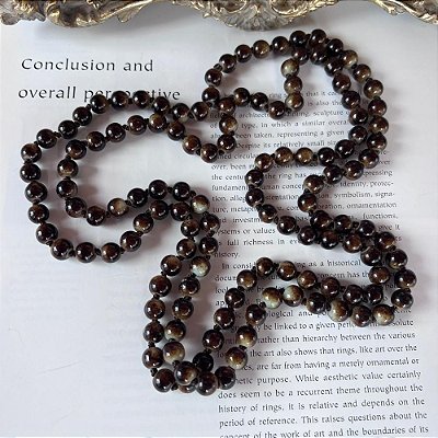 Colar Longo Cristais Marrom