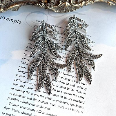 Maxi Brinco Folhas Prateado