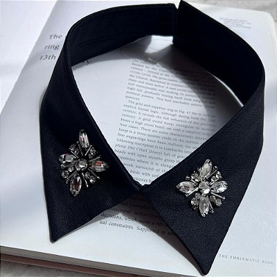 Gola Flor Chatons Preto