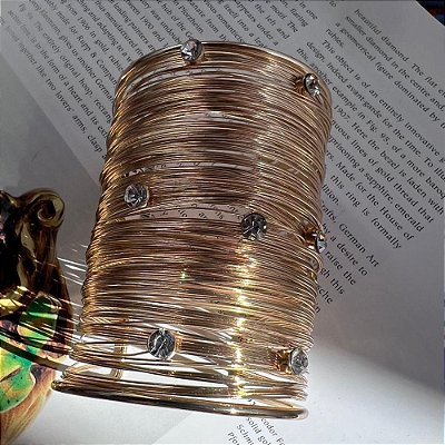 Bracelete Fios Horizontais Shine Dourado