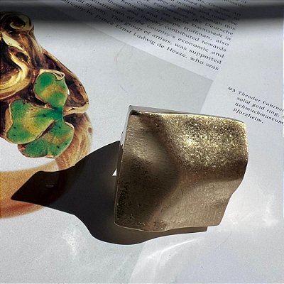 Anel Quadrado Dourado Fosco