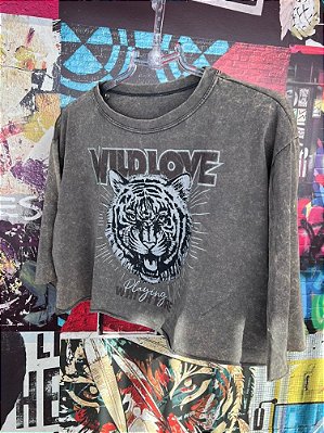 Cropped Wild Love Cinza