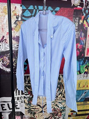 Camisa Listras Amarração Azul