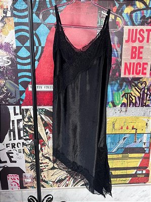 Vestido Veludo Renda Preto