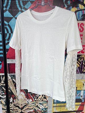 Blusa Manga Renda Off White