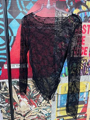 Blusa Renda Manga Longa Preta