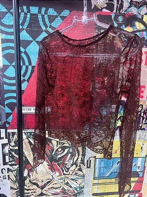 Cropped Renda Marrom