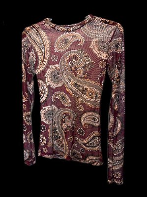Blusa Segunda Pele Paisley Bege Vinho
