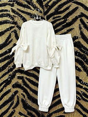 Conjunto Moletom Laços Branco