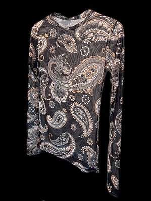 Blusa Segunda Pele Paisley Preto