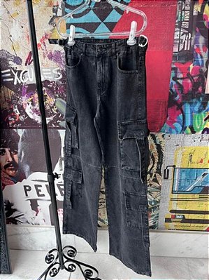 Calça Black Jeans Cargo Bolsos