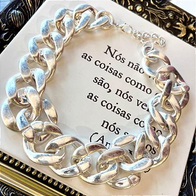 Colar Elos Prateado Fosco