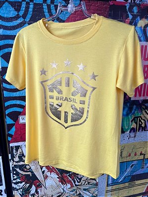 T-shirt Brasão Brasil Amarelo