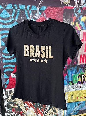 T-shirt Brasil Estrelas Preto