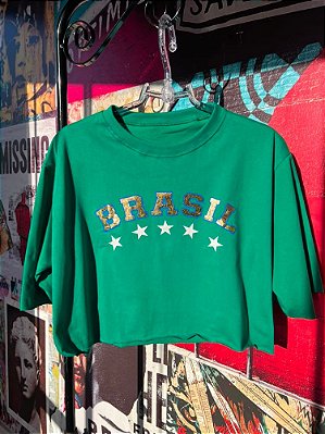 Cropped Brasil Estrelas Verde