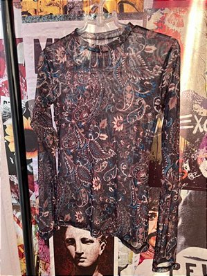 Blusa Segunda Pele Marinho Paisley