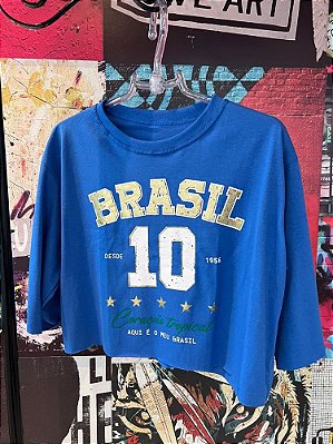 Cropped Brasil 10 Azul