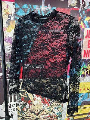 Blusa Segunda Pele Renda Preta