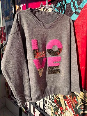 Blusa Tricot Love Cinza