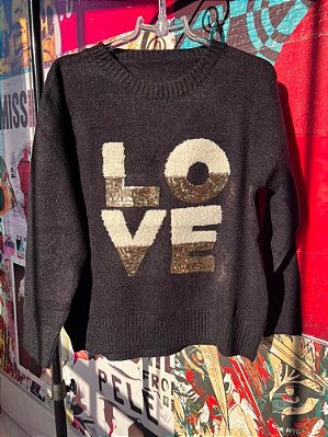 Blusa Tricot Love Preto