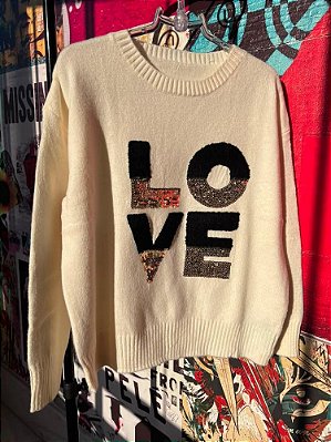 Blusa Tricot Love Off White