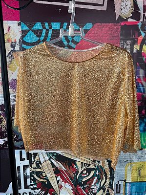 Cropped Glitter Dourado