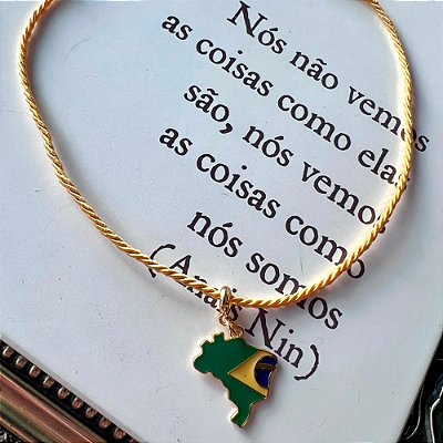 Colar Cordão Brasil Amarelo