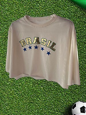 Cropped Brasil Estrelas Off White