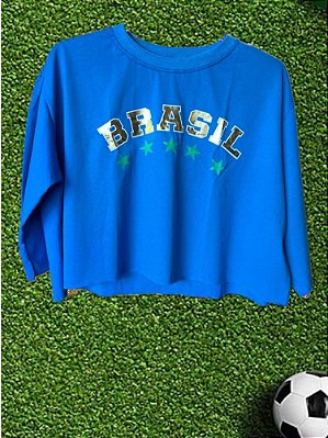 Cropped Brasil Estrelas Azul
