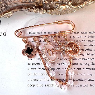 Broche Alfinete Pingentes Dourado