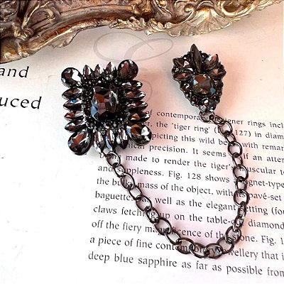 Broche Pingente Corrente Grafite