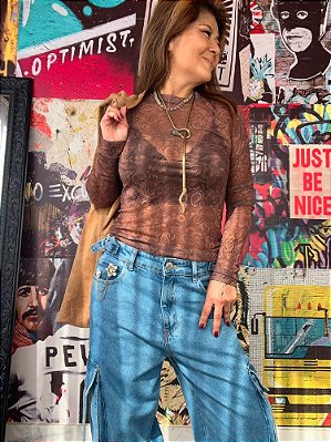 Blusa Segunda Pele Paisley Marrom