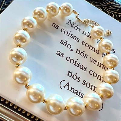 Colar Bolinhas Pérolas Dourado