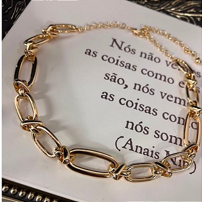 Colar Elos Ovais Dourado