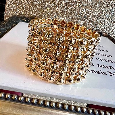 Bracelete Bolinhas Rendadas Dourado