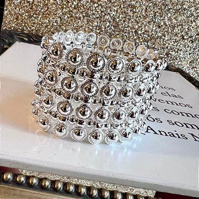 Bracelete Bolinhas Rendadas Prateado