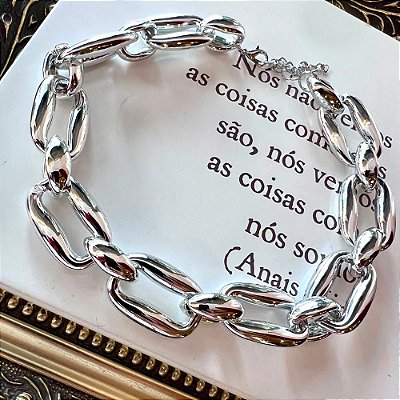 Colar ABS Elos Prateado