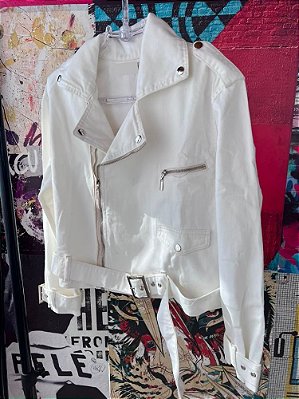 Jaqueta Jeans Cinto Off White