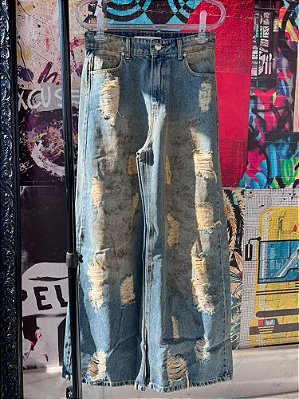 Calça Wide Leg Destroyed